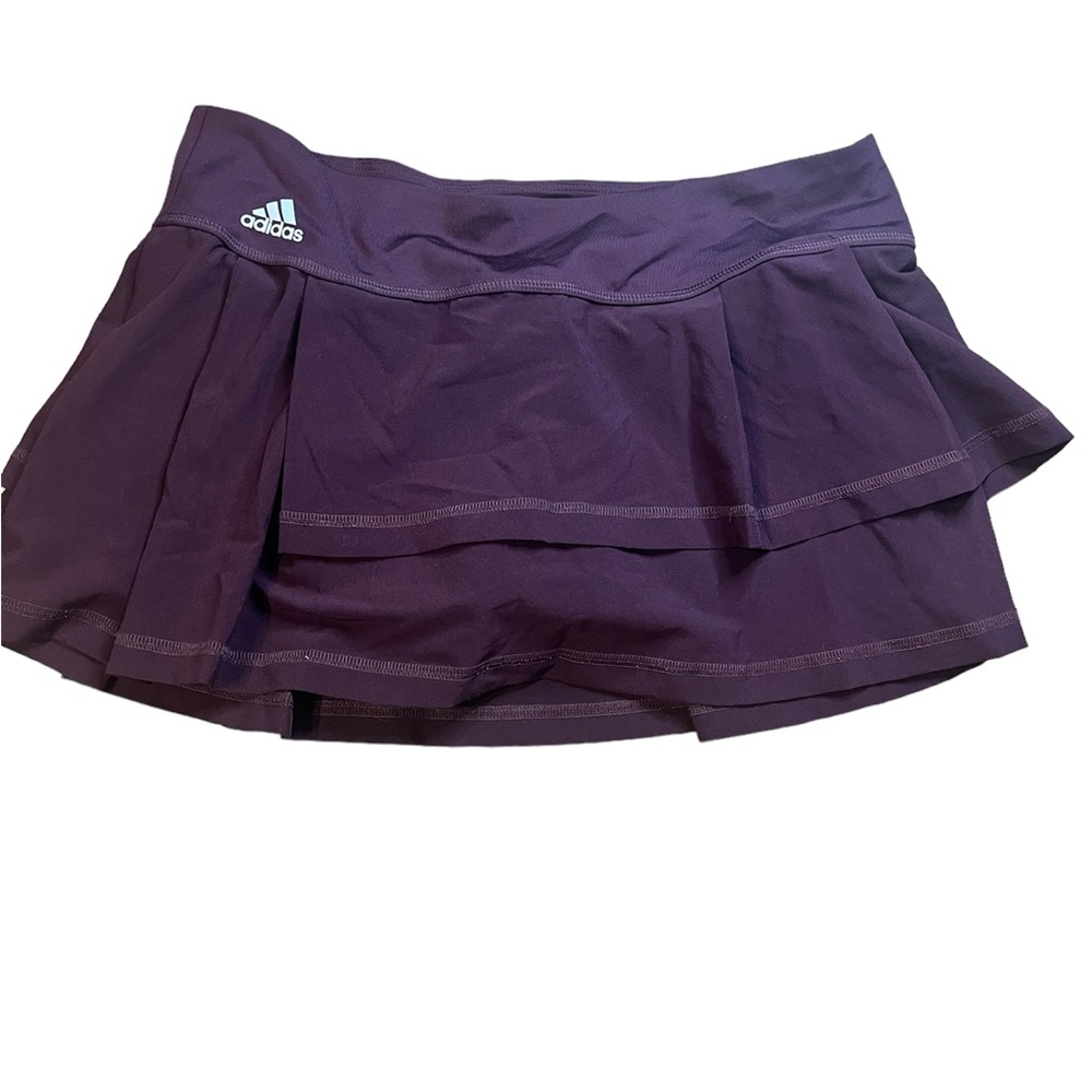 Adidas burgundy ruffled 2 tier tennis skort size medium athleisure sporty